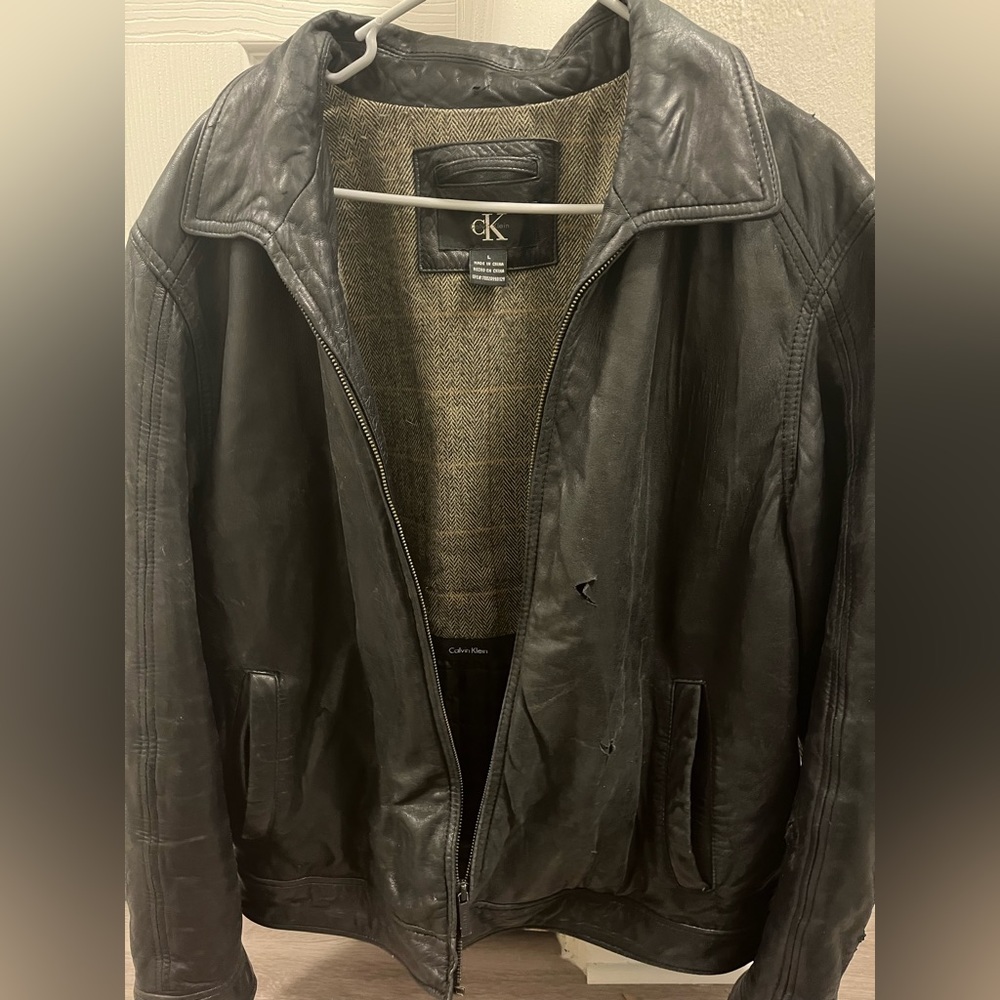 Calvin Klein vintage leather jacket.